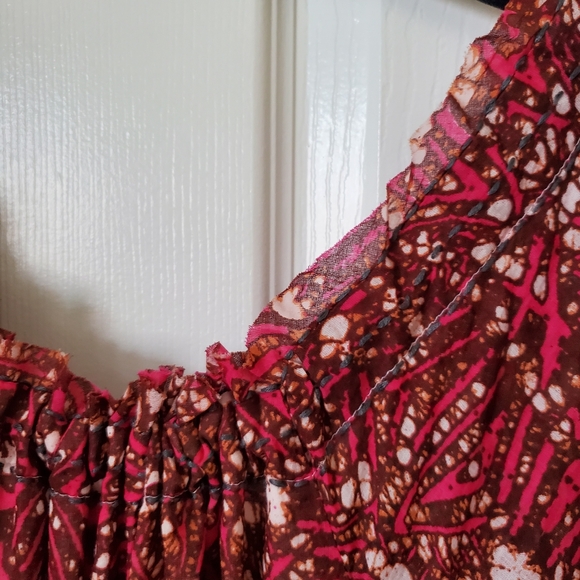 NEW Free People Pink Fushia Combo Short Sleeve Batik Tent Loose Fit Dress Size S - Picture 3 of 16